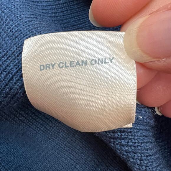 Vintage Nordstrom Preview Merino Wool Cardigan Duster Sweater Small Blue V Neck - Picture 7 of 9